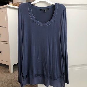 White House Black Market blue scoop neck long sleeve tee